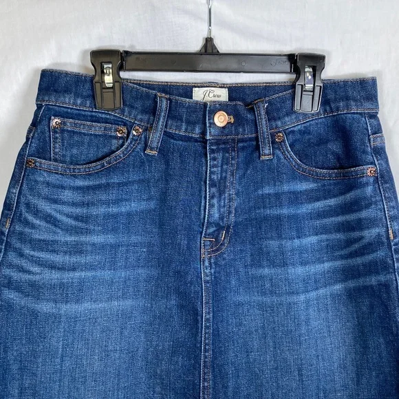 J. Crew Dark Blue Raw Hem Denim Mini Skirt Sz 26 - Picture 4 of 8